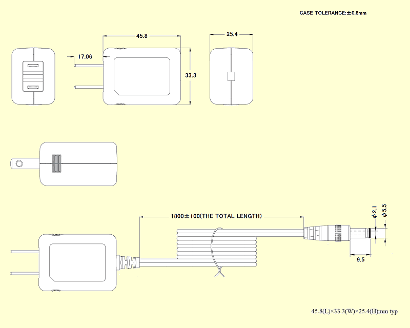 UNIFIVE UN110-3320　PL03B付 ユニファイブ　ACアダプター　3.3V/2.0A