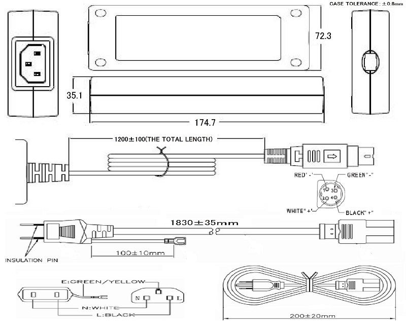 UEC3160-1211 Power DINコネクタ付 ACコード3Pin-3Pin　12V