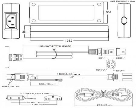 UEC3160-1211 Power DINコネクタ付 ACコード2Pin-3Pin　12V