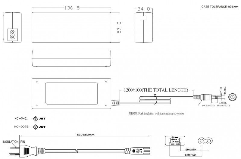 UNIFIVE UNI390-1275 PL03A付 ユニファイブ　ACアダプター12V/7.5A