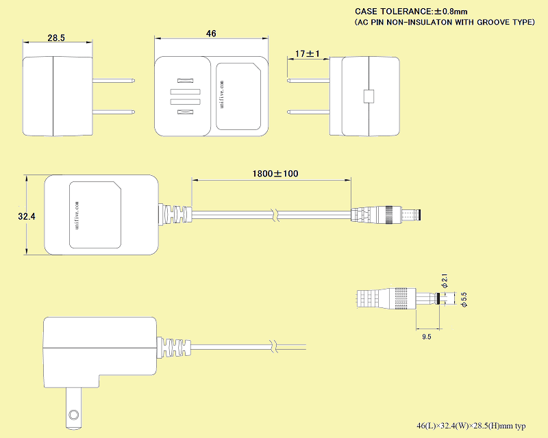 UNIFIVE UNL110-0520 PL03B付 ユニファイブ　ACアダプター　5V/2.0A