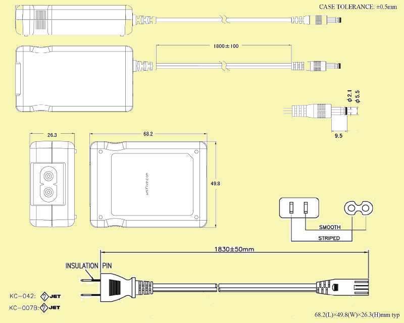 UNIFIVE UI318-05　PL03B付 ユニファイブ　ACアダプター  「完売」