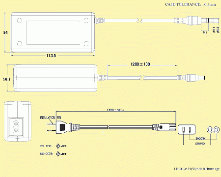 UNIFIVE UEA360-1250 PL03B付 ユニファイブ　ACアダプター　12V/5.0A